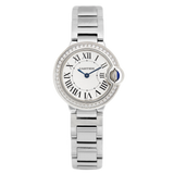 Buy Shop Cartier Ballon Bleu De Cartier Diamonds White Dial Silver Steel Strap Watch for Women - W4BB0015 USA Online