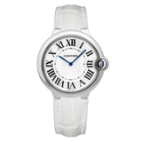 Buy Shop Cartier Ballon Bleu de Cartier Silver Dial White Leather Strap Watch for Women - W6920087 USA Online