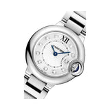 Buy Shop Cartier Ballon Bleu de Cartier Diamonds Silver Dial Silver Steel Strap Watch for Women - WE902073 USA Online