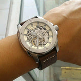 Buy Shop Fossil Modern Machine Automatic Skeleton White Dial Brown Leather Strap Watch for Women - ME3083 USA Online