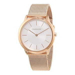 Buy Shop Calvin Klein Minimal White Dial Rose Gold Mesh Bracelet Watch for Women - K3M22626 USA Online