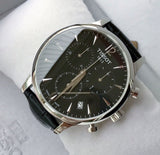 Buy Shop Tissot Tradition Chronograph Black Dial Black Leather Strap Watch For Men - T0636171605700 USA Online