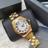 Buy Shop Marc Jacobs Rivera White Dial Gold Steel Strap Watch for Women - MBM3137 USA Online