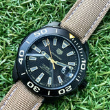 Buy Shop Tag Heuer Aquaracer 300 Calibre 5 Automatic Black Dial Brown Nylon Strap Watch for Men - WAY208C.FC6383 USA Online