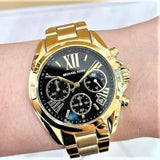 Buy Shop Michael Kors Bradshaw Chronograph Black Dial Gold Steel Strap Watch For Women - MK6959 USA Online