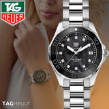 Buy Shop Tag Heuer Aquaracer Quartz Black Dial Silver Steel Strap Watch for Women - WAY131M.BA0748 USA Online