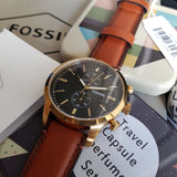 Buy Shop Fossil Townsman Chronograph Black Dial Brown Leather Strap Watch for Men - FS5338 USA Online