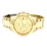 Guess Atlas Chronograph Gold Dial Gold Steel Strap Watch For Men - W0668G4