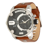 Buy Shop Diesel SBA Dual Time Black Dial Brown Leather Strap Watch For Men - DZ7264 USA Online
