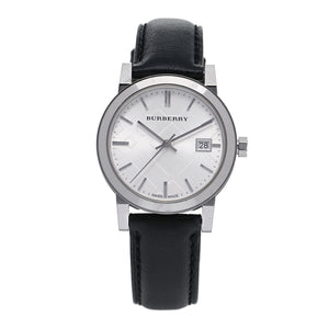 Buy Shop Burberry The City Silver Dial Black Leather Strap Watch for Women - BU9106 USA Online