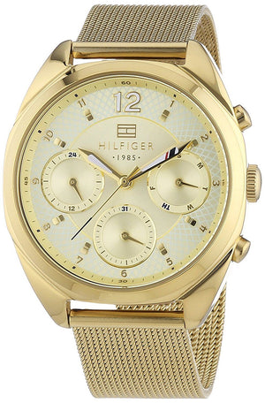 Buy Shop Tommy Hilfiger Mia Gold Dial Gold Mesh Bracelet Watch for Women - 1781488 USA Online