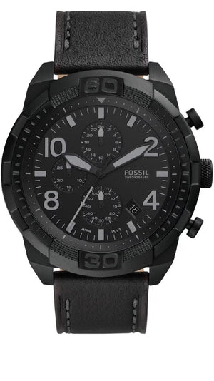 Buy Shop Fossil Bronson Chronograph Black Dial Black Leather Strap Watch for Men - FS5874 USA Online