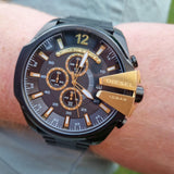 Buy Shop Diesel Mega Chief Chronograph Black Dial Black Steel Strap Watch For Men - DZ4338 USA Online
