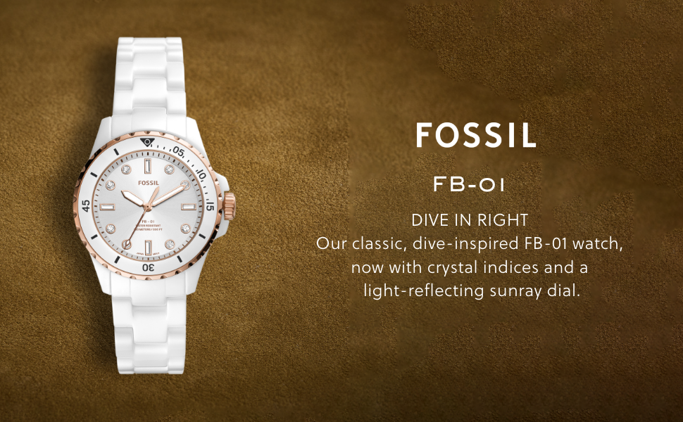Buy Shop Fossil FB-01 Analog White Dial White Ceramic Strap Watch for Women - CE1107 USA Online