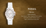 Buy Shop Fossil FB-01 Analog White Dial White Ceramic Strap Watch for Women - CE1107 USA Online