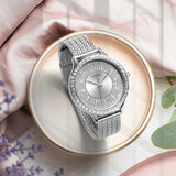 Buy Shop Guess Soiree Diamonds Silver Dial Silver Mesh Bracelet Watch for Women - GW0402L1 USA Online