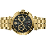 Versace Aion Chronograph Quartz Black Dial Gold Steel Strap Watch For Men - VE1D01721