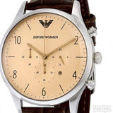 Buy Shop Emporio Armani Classic Chronograph Cream Dial Brown Leather Strap Watch For Men - AR1878 USA Online