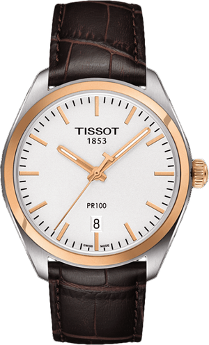Buy Shop Tissot T Classic PR 100 Quartz White Dial Brown Leather Strap Watch for Men - T101.410.26.031.00 USA Online