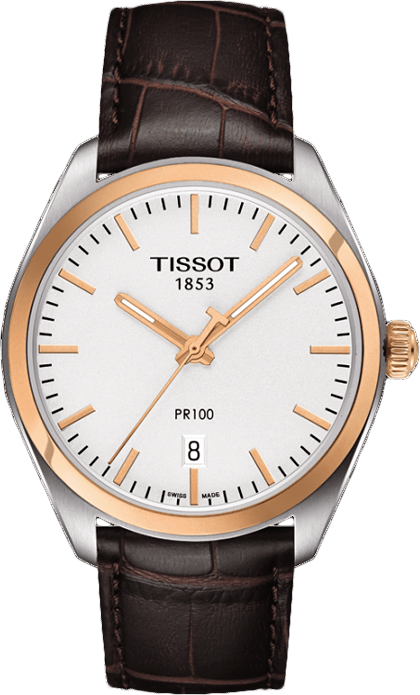 Buy Shop Tissot T Classic PR 100 Quartz White Dial Brown Leather Strap Watch for Men - T101.410.26.031.00 USA Online