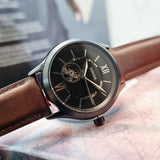 Buy Shop Fossil Flynn Automatic Black Dial Brown Leather Strap Watch for Men - BQ2270 USA Online