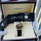 Longines Record Black Dial Black Leather Strap Watch for Men - L2.821.5.57.2