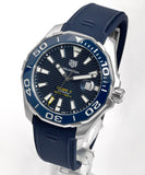 Buy Shop Tag Heuer Aquaracer Calibre 5 Automatic Blue Dial Blue Rubber Strap Watch for Men - WAY201B.FT6150 USA Online