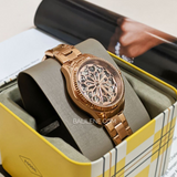 Buy Shop Fossil Rye Automatic Skeleton Rose Gold Dial Rose Gold Steel Strap Watch for Women - BQ3754 USA Online
