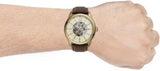 Buy Shop Fossil Flynn Mechanical Skeleton Beige Dial Brown Leather Strap Watch for Men - BQ2215 USA Online