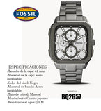 Buy Shop Fossil Inscription Multifunction Silver Dial Grey Steel Strap Watch for Men - BQ2657 USA Online