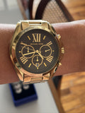Buy Shop Michael Kors Bradshaw Brown Dial Gold Steel Strap Watch for Women - MK5502 USA Online