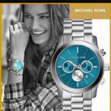 Buy Shop Michael Kors Runway Quartz Blue Dial Silver Steel Strap Watch For Women - MK5953 USA Online