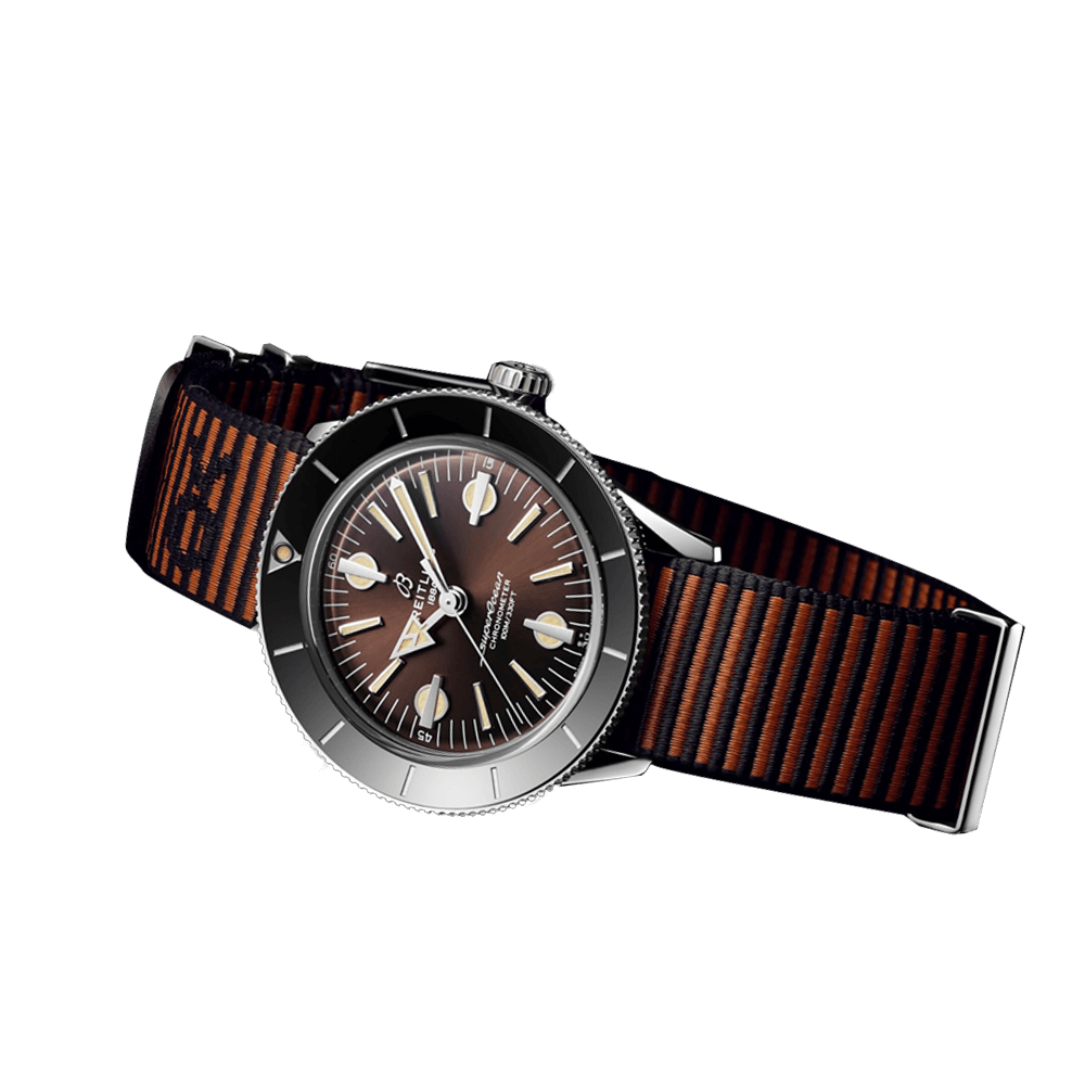 Buy Shop Breitling Superocean Heritage '57 Outerknown Brown Dial Brown NATO Strap Watch for Men - A103703A1Q1W1 USA Online