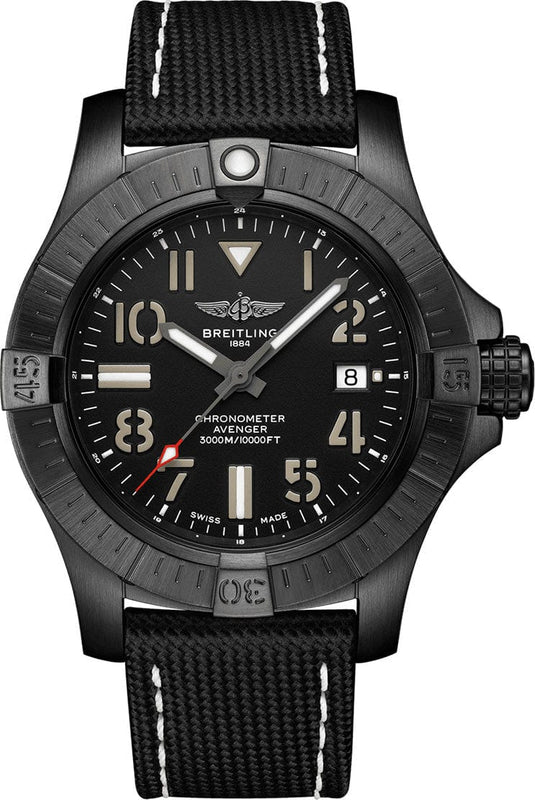 Buy Shop Breitling Avenger Automatic 45 Seawolf Night Mission Black Dial Black Nylon Strap Watch for Men - V17319101B1X1 USA Online