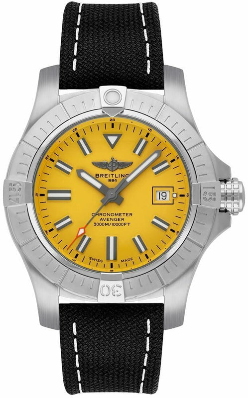 Buy Shop Breitling Avenger Automatic 45 Seawolf Yellow Dial Black Nylon Strap Watch for Men - A17319101I1X1 USA Online