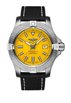 Buy Shop Breitling Avenger Automatic 45mm Seawolf Yellow Dial Black Nylon Strap Watch for Men - A17319101/1X2 USA Online