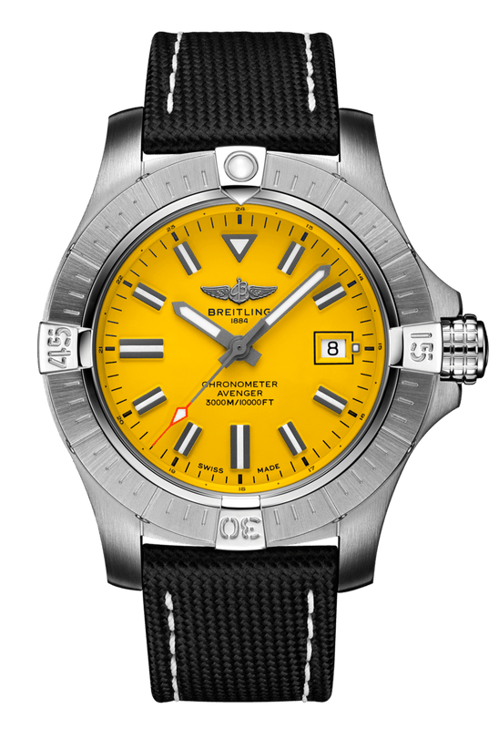 Buy Shop Breitling Avenger Automatic 45mm Seawolf Yellow Dial Black Nylon Strap Watch for Men - A17319101/1X2 USA Online