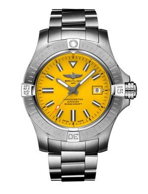 Buy Shop Breitling Avenger Automatic 45mm Seawolf Yellow Dial Silver Steel Strap Strap Watch for Men - A17319101/1A1 USA Online
