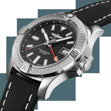 Buy Shop Breitling Avenger Automatic GMT 43 Black Dial Black Nylon Strap Watch for Men - A32397101B1X1 USA Online