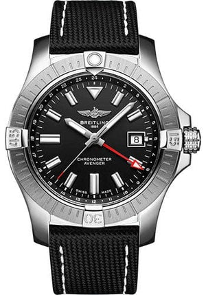 Buy Shop Breitling Avenger Automatic GMT 43 Black Dial Black Nylon Strap Watch for Men - A32397101B1X1 USA Online