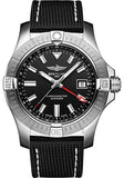 Buy Shop Breitling Avenger Automatic GMT 43 Black Dial Black Nylon Strap Watch for Men - A32397101B1X1 USA Online