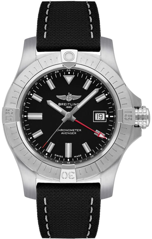 Buy Shop Breitling Avenger Automatic GMT 43 Black Dial Black Nylon Strap Watch for Men - A32397101B1X1 USA Online