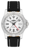 Buy Shop Breitling Avenger Automatic GMT 43 White Dial Black Nylon Strap Watch for Men - A32397101A1X1 USA Online