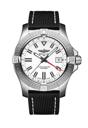 Buy Shop Breitling Avenger Automatic GMT 43 White Dial Black Nylon Strap Watch for Men - A32397101A1X1 USA Online