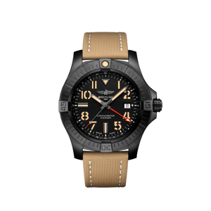 Buy Shop Breitling Avenger Automatic GMT 45 Black Dial Brown Nylon Strap Watch for Men - V32395101B1X1 USA Online