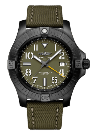 Buy Shop Breitling Avenger Automatic GMT 45 Night Mission Green Dial Green Nylon Strap Watch for Men - V323952A1L1X1 USA Online