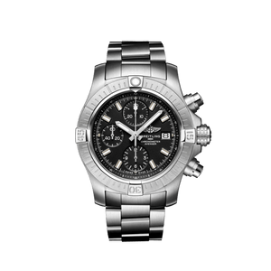 Buy Shop Breitling Avenger Chronograph 43 Black Dial Silver Steel Strap Watch for Men - A13385101B1A1 USA Online