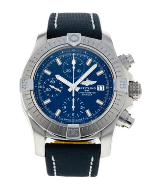 Buy Shop Breitling Avenger Chronograph 43 Blue Dial Blue Nylon Strap Watch for Men - A13385101C1X1 USA Online