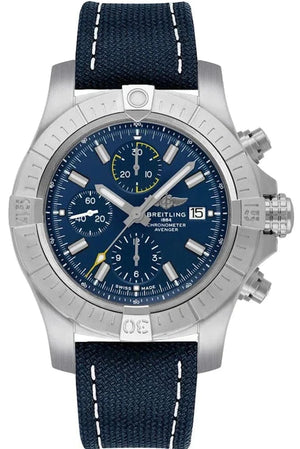 Buy Shop Breitling Avenger Chronograph 43 Blue Dial Blue Nylon Strap Watch for Men - A13385101C1X1 USA Online