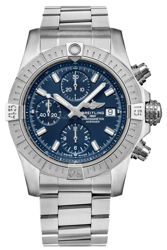 Buy Shop Breitling Avenger Chronograph 45mm Blue Dial Silver Steel Strap Watch for Men - A13317101C1A1 USA Online